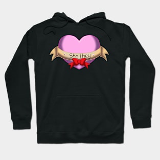 She they pronouns heart Hoodie